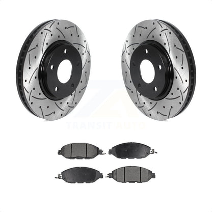 [Avant] Kit de disque (percé rainuré revêtu) et plaquette (semi-métallique) de frein pour 2016 Nissan Pathfinder From 11 15 KDF-100751 par Transit Auto
