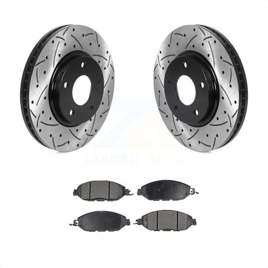 [Avant] Kit de disque (percé rainuré revêtu) et plaquette (semi-métallique) de frein pour 2016 Nissan Pathfinder From 11 15 KDF-100751 par Transit Auto