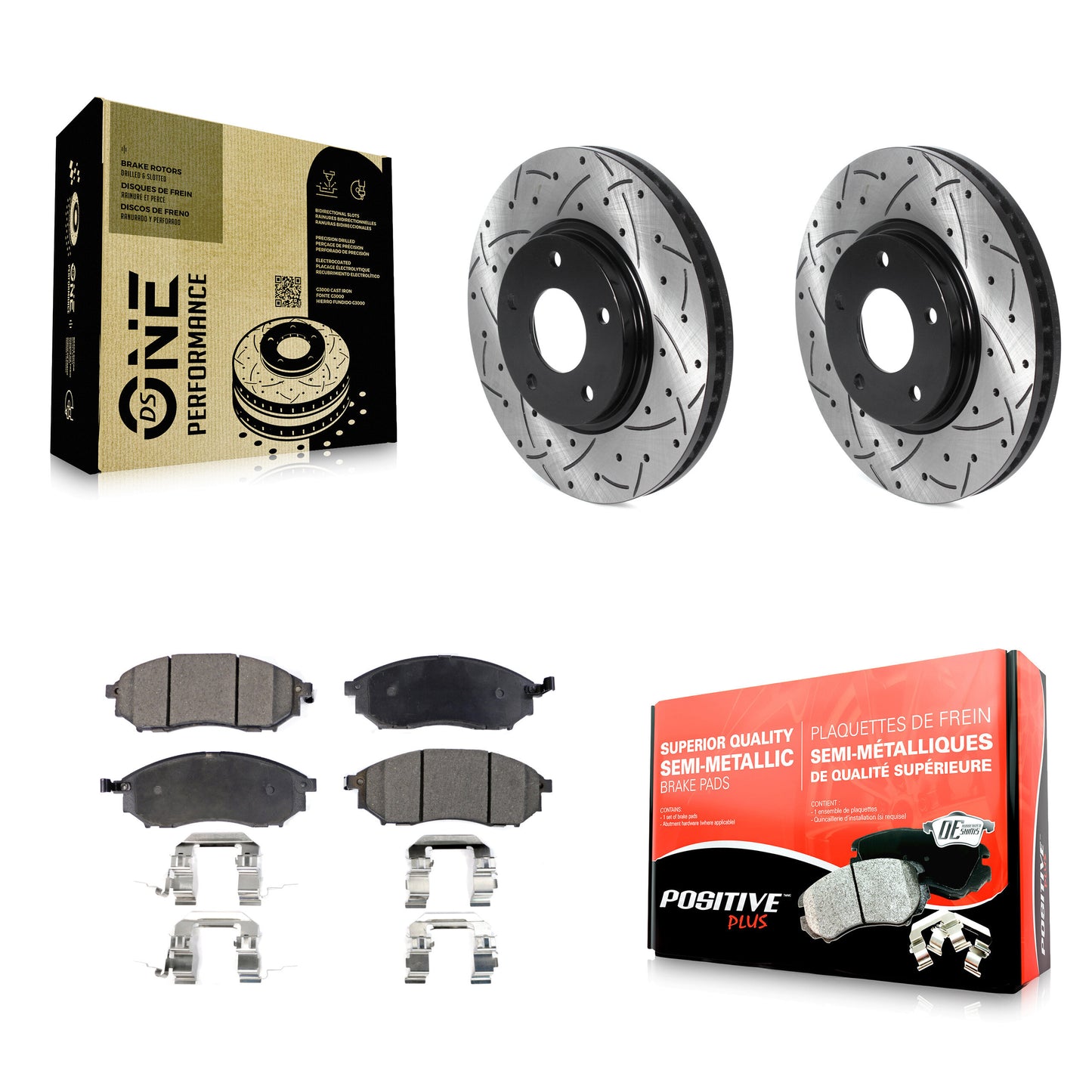 [Avant] Kit de disque (percé rainuré revêtu) et plaquette (semi-métallique) de frein pour Infiniti Q45 M45 INFINITI KDF-100753