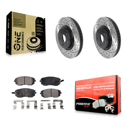 [Avant] Kit de disque (percé rainuré revêtu) et plaquette (semi-métallique) de frein pour Subaru Legacy KDF-100755