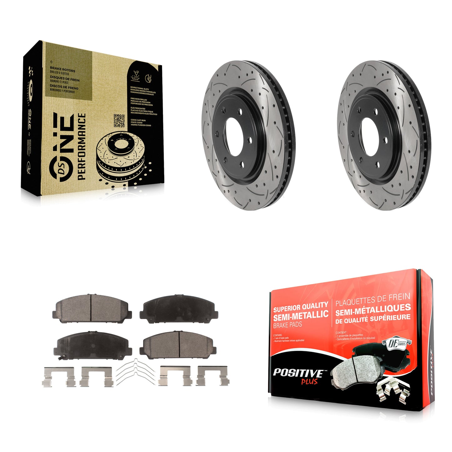 [Avant] Kit de disque (percé rainuré revêtu) et plaquette (semi-métallique) de frein pour Nissan TITAN Armada INFINITI QX80 QX56 KDF-100759
