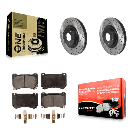 [Avant] Kit de disque (percé rainuré revêtu) et plaquette (semi-métallique) de frein pour Hyundai Genesis KDF-100761