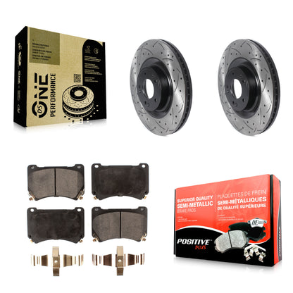 [Avant] Kit de disque (percé rainuré revêtu) et plaquette (semi-métallique) de frein pour Hyundai Genesis Equus KDF-100766
