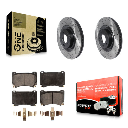 [Avant] Kit de disque (percé rainuré revêtu) et plaquette (semi-métallique) de frein pour Hyundai Genesis Equus KDF-100766