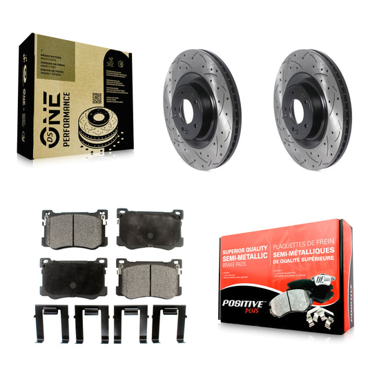 [Avant] Kit de disque (percé rainuré revêtu) et plaquette (semi-métallique) de frein pour Hyundai Genesis G80 Kia K900 3.8L KDF-100767