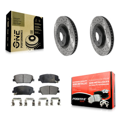 [Avant] Kit de disque (percé rainuré revêtu) et plaquette (semi-métallique) de frein pour 2011-2015 Kia Optima 2.0L KDF-100769