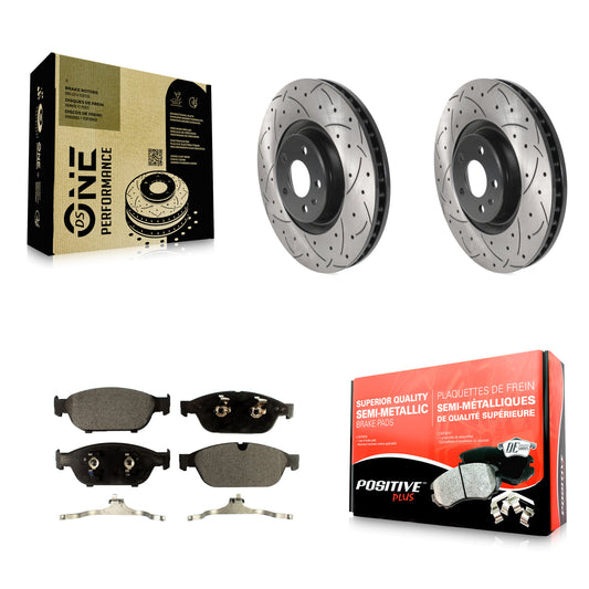 [Avant] Kit de disque (percé rainuré revêtu) et plaquette (semi-métallique) de frein pour Audi A6 Quattro A7 KDF-100774