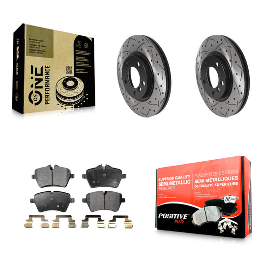 [Avant] Kit de disque (percé rainuré revêtu) et plaquette (semi-métallique) de frein pour Mini Cooper Countryman Paceman KDF-100775