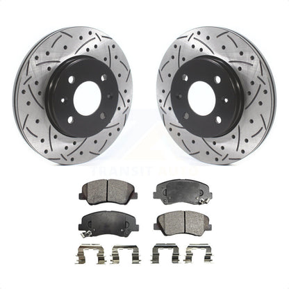 [Avant] Kit de disque (percé rainuré revêtu) et plaquette (semi-métallique) de frein pour Hyundai Accent Kia Rio KDF-100777 par Transit Auto