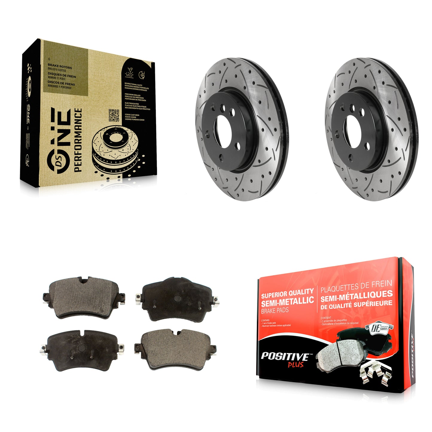 [Avant] Kit de disque (percé rainuré revêtu) et plaquette (semi-métallique) de frein pour Mini Cooper Clubman KDF-100780