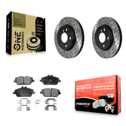 [Avant] Kit de disque (percé rainuré revêtu) et plaquette (semi-métallique) de frein pour Mini Cooper KDF-100782