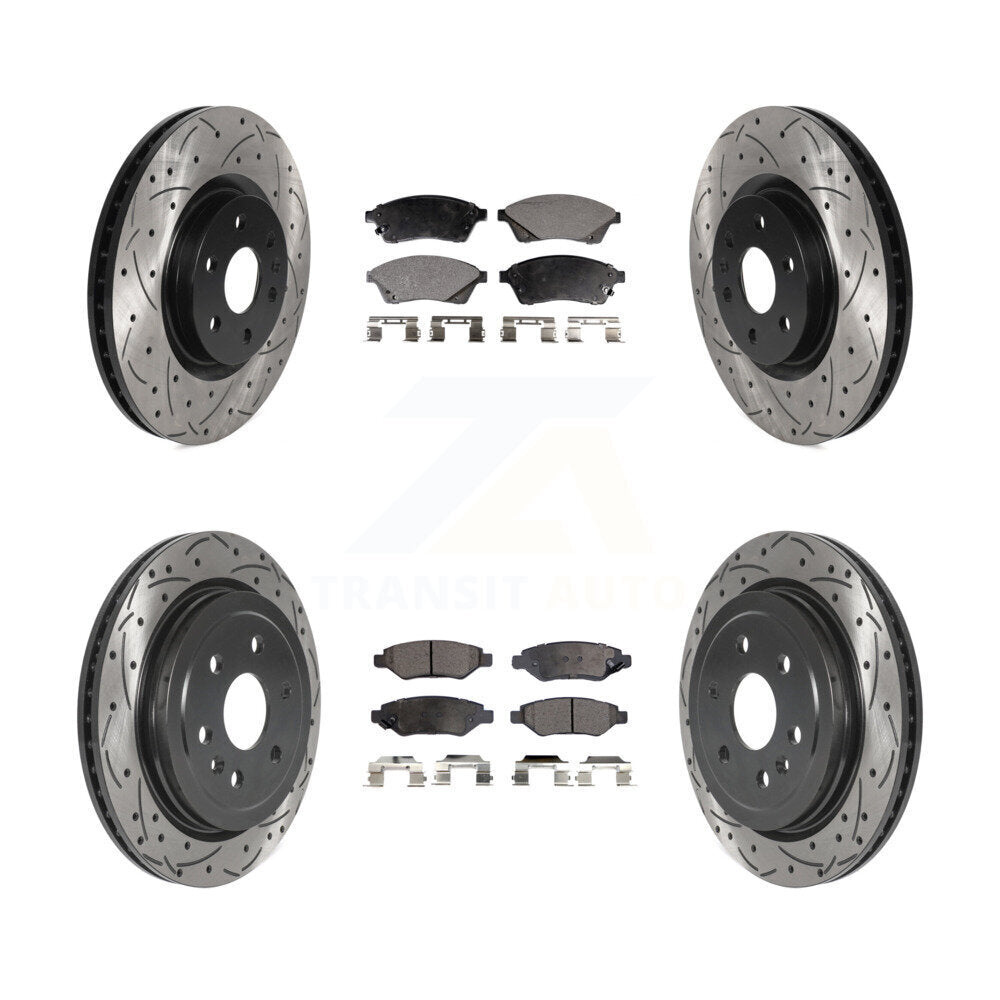 [Avant + Arrière] Kit de disque (percé rainuré revêtu) et plaquette (semi-métallique) de frein pour Cadillac SRX Saab 9-4X KDF-100784