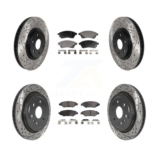 [Avant + Arrière] Kit de disque (percé rainuré revêtu) et plaquette (semi-métallique) de frein pour Cadillac SRX Saab 9-4X KDF-100784