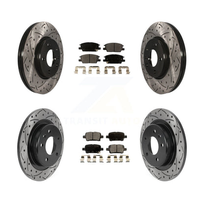 [Avant + Arrière] Kit de disque (percé rainuré revêtu) et plaquette (semi-métallique) de frein pour Chevrolet Equinox Malibu GMC Terrain Buick LaCrosse KDF-100787