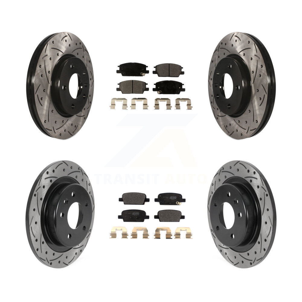 [Avant + Arrière] Kit de disque (percé rainuré revêtu) et plaquette (semi-métallique) de frein pour 2016-2020 Chevrolet Malibu avec Manual Parking KDF-100788