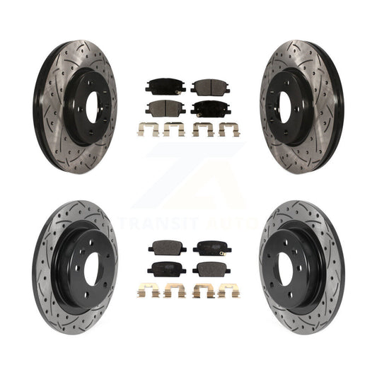 [Avant + Arrière] Kit de disque (percé rainuré revêtu) et plaquette (semi-métallique) de frein pour 2016-2020 Chevrolet Malibu avec Manual Parking KDF-100788