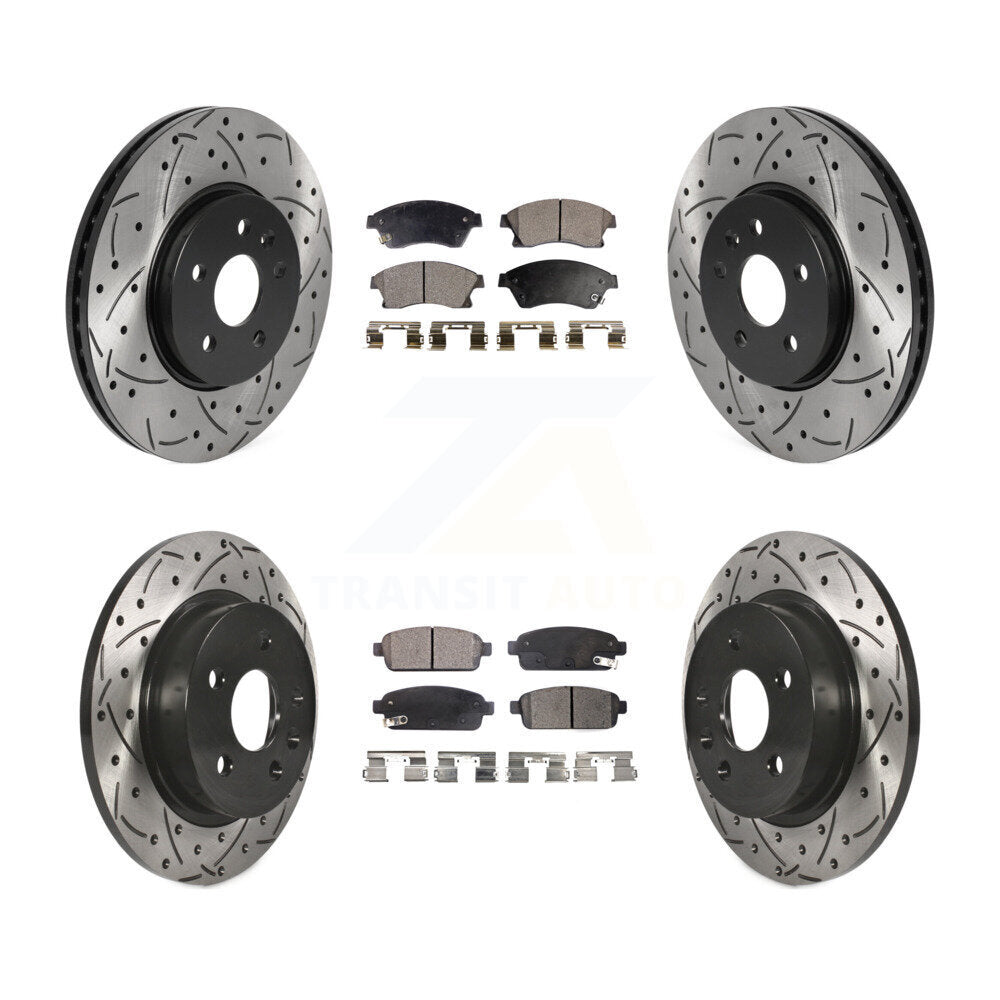 [Avant + Arrière] Kit de disque (percé rainuré revêtu) et plaquette (semi-métallique) de frein pour Chevrolet Buick Encore Trax Sonic KDF-100789