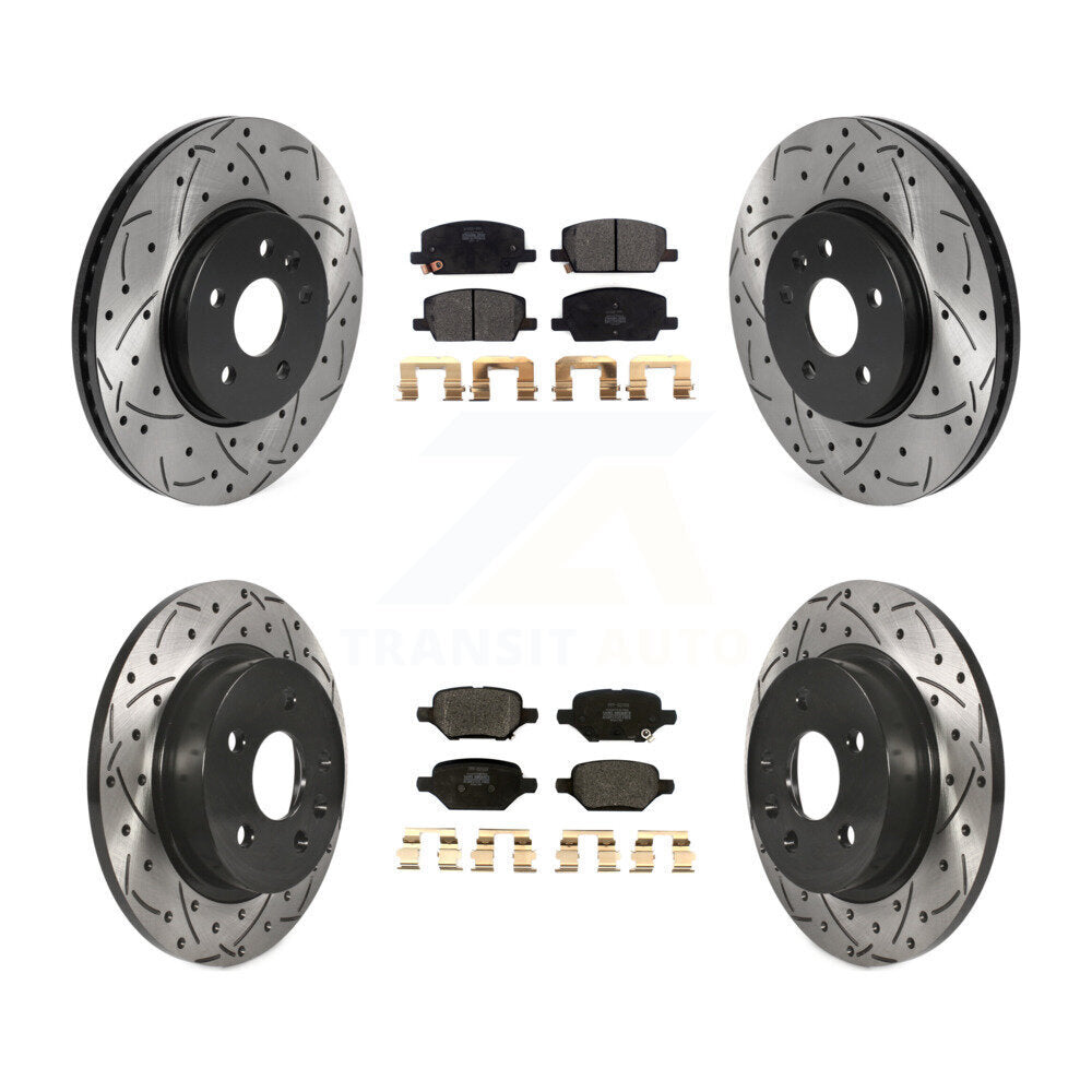 [Avant + Arrière] Kit de disque (percé rainuré revêtu) et plaquette (semi-métallique) de frein pour Chevrolet Trax Buick Encore KDF-100790