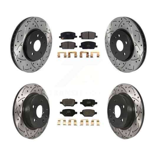 [Avant + Arrière] Kit de disque (percé rainuré revêtu) et plaquette (semi-métallique) de frein pour Chevrolet Trax Buick Encore KDF-100790