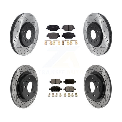 [Avant + Arrière] Kit de disque (percé rainuré revêtu) et plaquette (semi-métallique) de frein pour Chevrolet Equinox GMC Terrain Buick LaCrosse KDF-100791