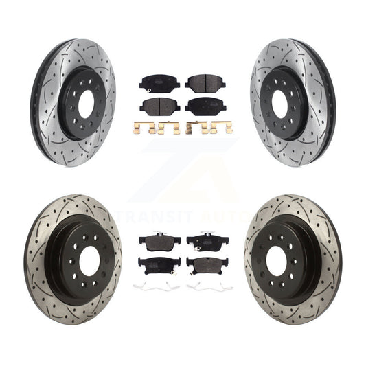 [Avant + Arrière] Kit de disque (percé rainuré revêtu) et plaquette (semi-métallique) de frein pour 2016-2018 Buick Envision avec 315mm Diameter Rotor KDF-100793