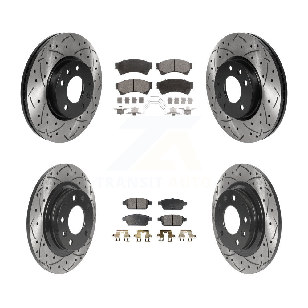 [Avant + Arrière] Kit de disque (percé rainuré revêtu) et plaquette (semi-métallique) de frein pour Ford Fusion Mazda 6 Lincoln MKZ Mercury Milan Zephyr KDF-100797