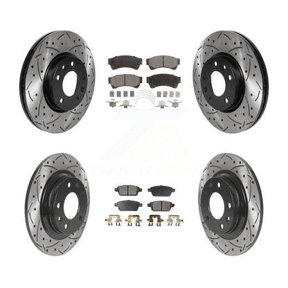 [Avant + Arrière] Kit de disque (percé rainuré revêtu) et plaquette (semi-métallique) de frein pour Ford Fusion Mazda 6 Lincoln MKZ Mercury Milan Zephyr KDF-100797