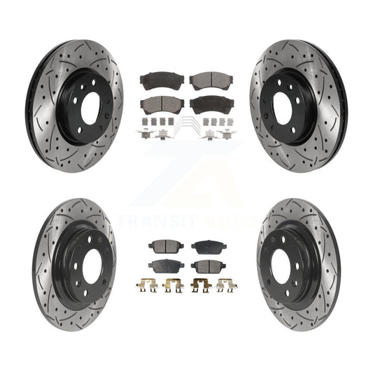 [Avant + Arrière] Kit de disque (percé rainuré revêtu) et plaquette (semi-métallique) de frein pour Ford Fusion Mazda 6 Lincoln MKZ Mercury Milan Zephyr KDF-100797