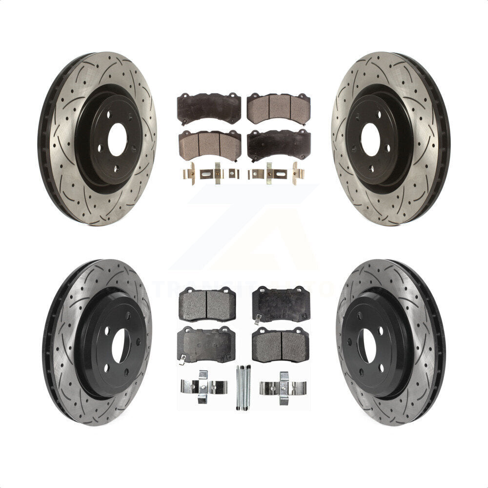 [Avant + Arrière] Kit de disque (percé rainuré revêtu) et plaquette (semi-métallique) de frein pour Jeep Grand Cherokee Dodge Durango KDF-100800 par Transit Auto
