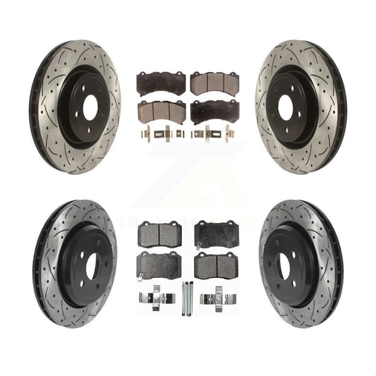 [Avant + Arrière] Kit de disque (percé rainuré revêtu) et plaquette (semi-métallique) de frein pour Jeep Grand Cherokee Dodge Durango KDF-100800 par Transit Auto