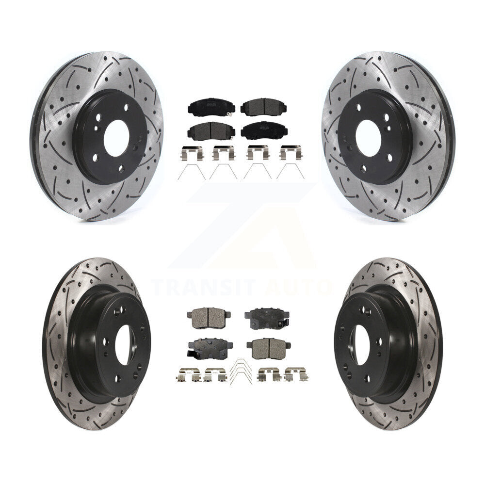 [Avant + Arrière] Kit de disque (percé rainuré revêtu) et plaquette (semi-métallique) de frein pour Honda Accord Acura TSX KDF-100802