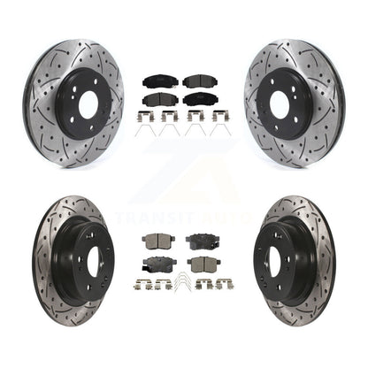 [Avant + Arrière] Kit de disque (percé rainuré revêtu) et plaquette (semi-métallique) de frein pour Honda Accord Acura TSX KDF-100802