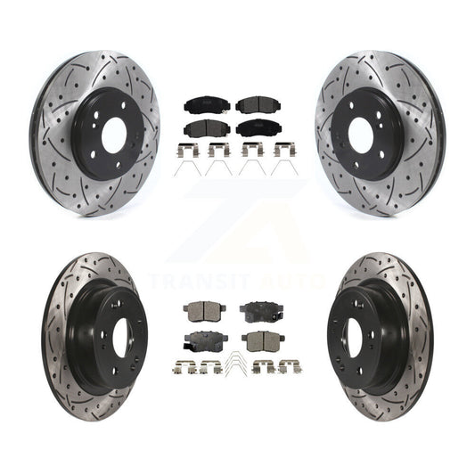 [Avant + Arrière] Kit de disque (percé rainuré revêtu) et plaquette (semi-métallique) de frein pour Honda Accord Acura TSX KDF-100802