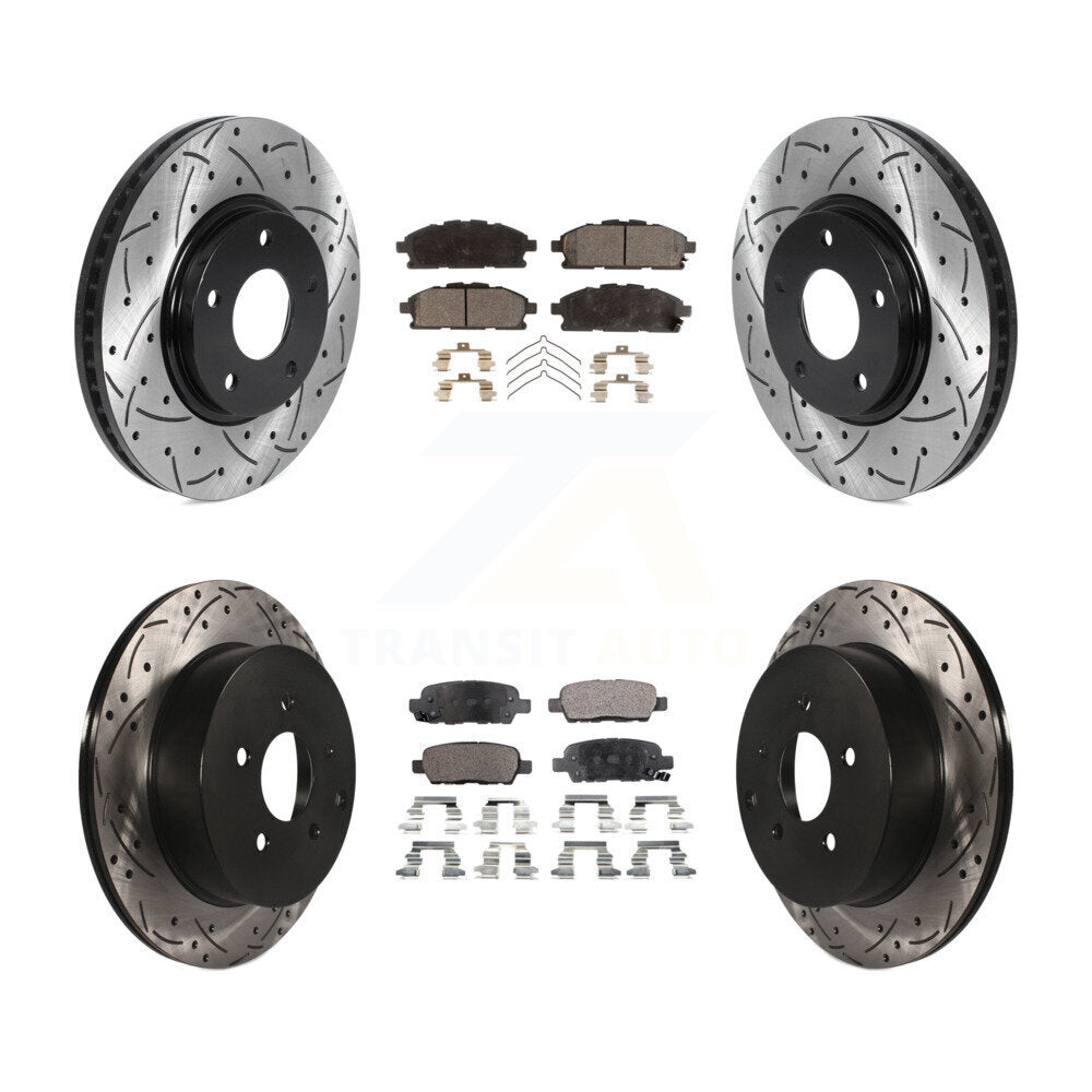 [Avant + Arrière] Kit de disque (percé rainuré revêtu) et plaquette (semi-métallique) de frein pour 2011-2017 Nissan Quest KDF-100806