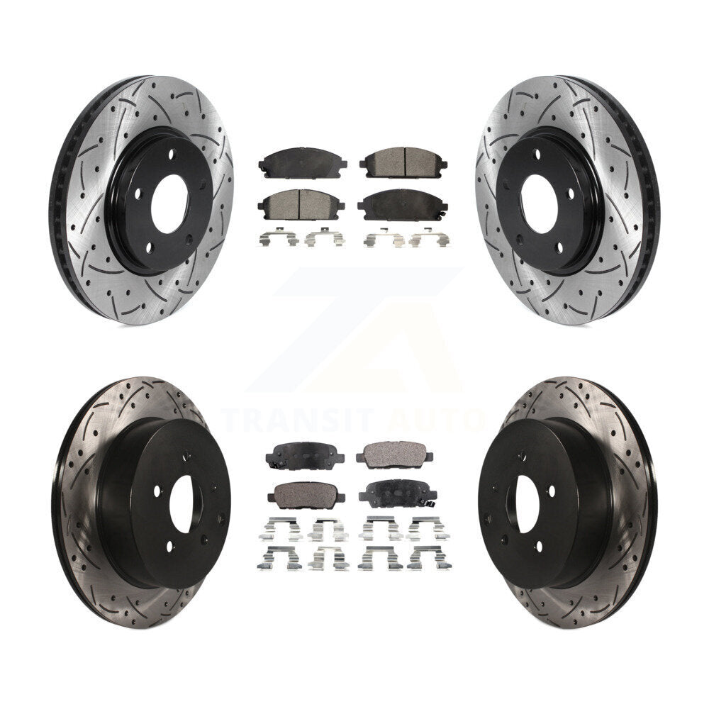 [Avant + Arrière] Kit de disque (percé rainuré revêtu) et plaquette (semi-métallique) de frein pour 2004-2009 Nissan Quest KDF-100808