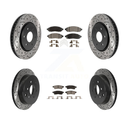 [Avant + Arrière] Kit de disque (percé rainuré revêtu) et plaquette (semi-métallique) de frein pour Nissan Frontier Xterra Suzuki Equator KDF-100810