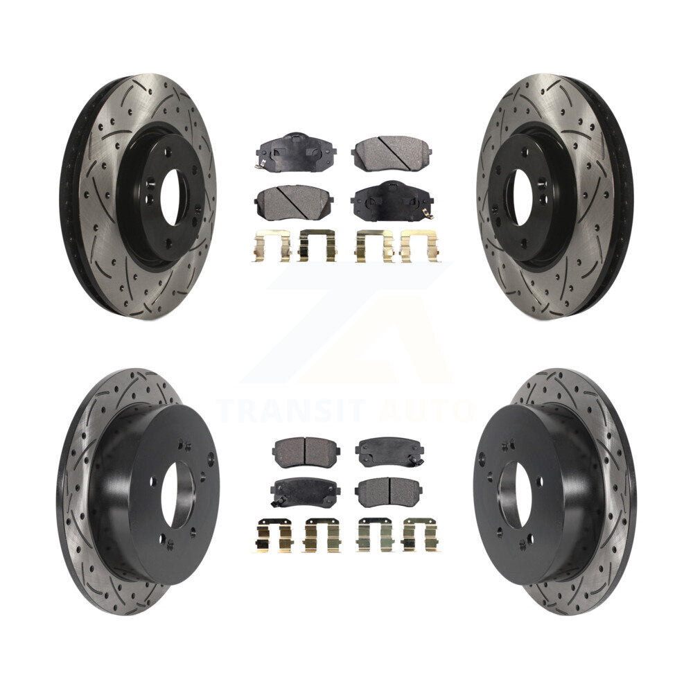 [Avant + Arrière] Kit de disque (percé rainuré revêtu) et plaquette (semi-métallique) de frein pour Hyundai Tucson Kia Sportage KDF-100811