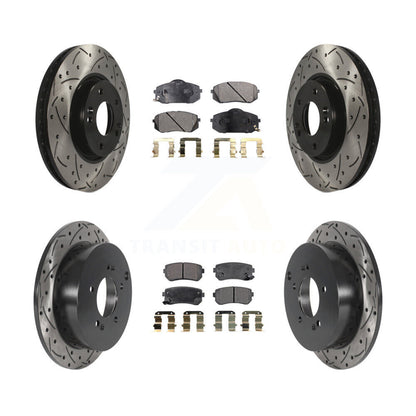 [Avant + Arrière] Kit de disque (percé rainuré revêtu) et plaquette (semi-métallique) de frein pour Hyundai Tucson Kia Sportage KDF-100811
