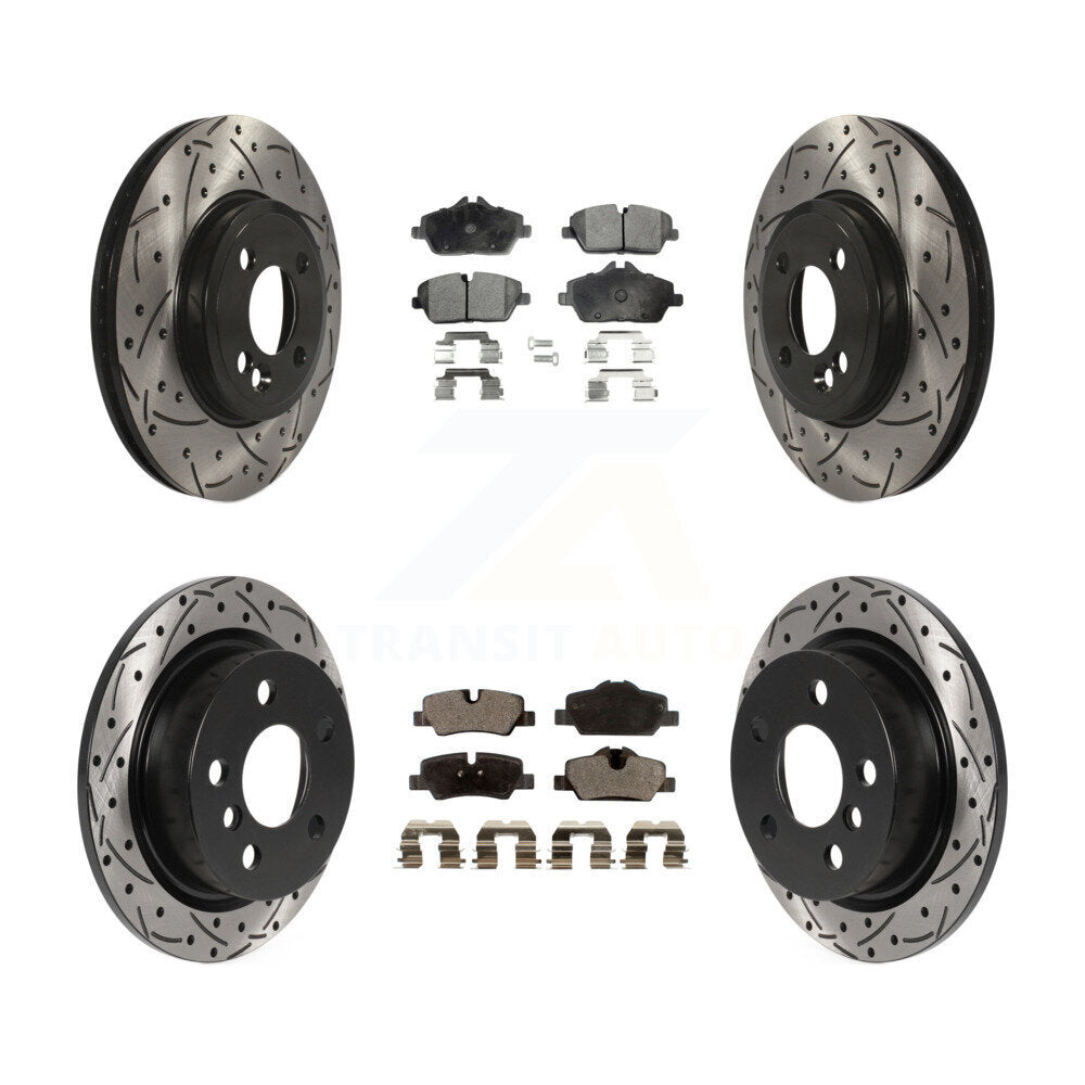[Avant + Arrière] Kit de disque (percé rainuré revêtu) et plaquette (semi-métallique) de frein pour 2015 Mini Cooper 2.0L 1.5L avec 280mm Diameter Rotor KDF-100819