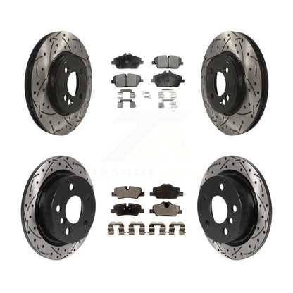 [Avant + Arrière] Kit de disque (percé rainuré revêtu) et plaquette (semi-métallique) de frein pour 2015 Mini Cooper 2.0L 1.5L avec 280mm Diameter Rotor KDF-100819