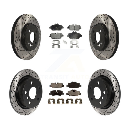 [Avant + Arrière] Kit de disque (percé rainuré revêtu) et plaquette (semi-métallique) de frein pour 2015 Mini Cooper 2.0L 1.5L avec 280mm Diameter Rotor KDF-100819