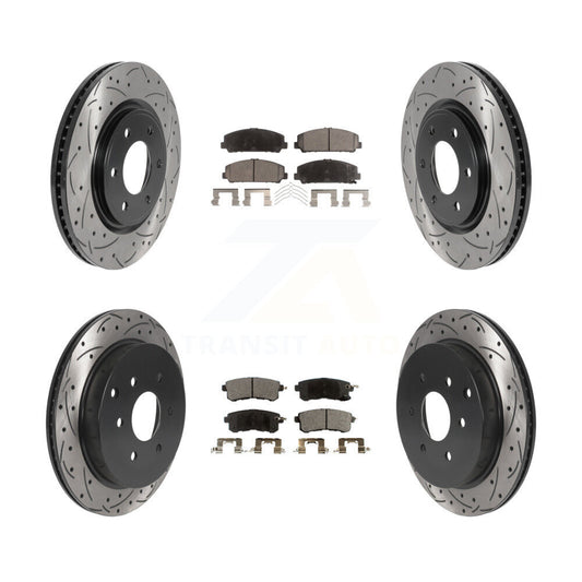 [Avant + Arrière] Kit de disque (percé rainuré revêtu) et plaquette (semi-métallique) de frein pour INFINITI Nissan Armada QX80 QX56 KDF-100821