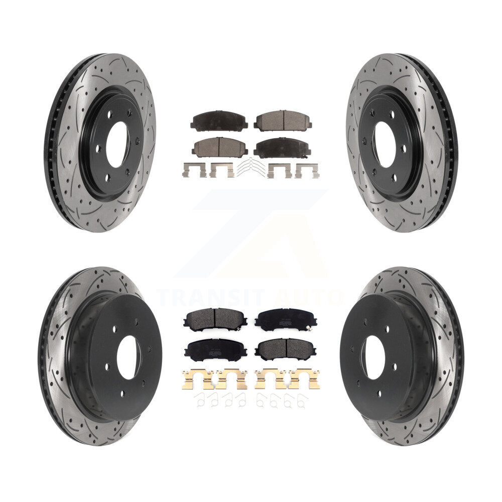 [Avant + Arrière] Kit de disque (percé rainuré revêtu) et plaquette (semi-métallique) de frein pour 2017-2023 Nissan TITAN KDF-100822