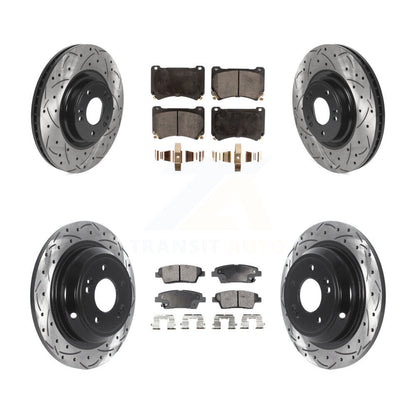 [Avant + Arrière] Kit de disque (percé rainuré revêtu) et plaquette (semi-métallique) de frein pour Hyundai Genesis KDF-100827
