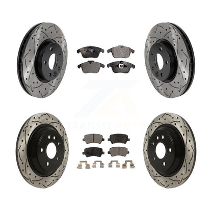 [Avant + Arrière] Kit de disque (percé rainuré revêtu) et plaquette (semi-métallique) de frein pour 2013-2014 Volvo S60 avec 300mm Diameter Rotor KDF-100830