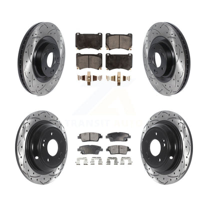 [Avant + Arrière] Kit de disque (percé rainuré revêtu) et plaquette (semi-métallique) de frein pour 2012-2014 Hyundai Genesis 5.0L KDF-100834