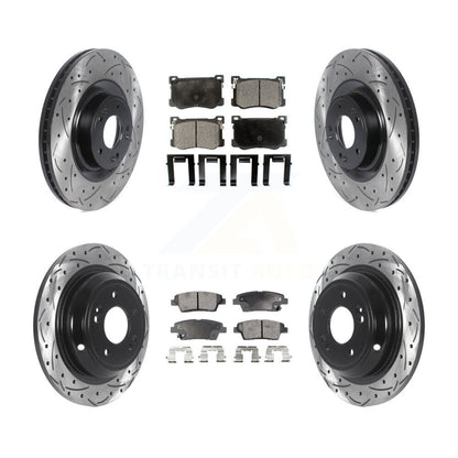 [Avant + Arrière] Kit de disque (percé rainuré revêtu) et plaquette (semi-métallique) de frein pour Hyundai Genesis G80 Kia K900 3.8L KDF-100835