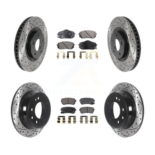 [Avant + Arrière] Kit de disque (percé rainuré revêtu) et plaquette (semi-métallique) de frein pour 2015 Hyundai Tucson FWD avec FUEL CELL EV (FCEV) engine KDF-100839
