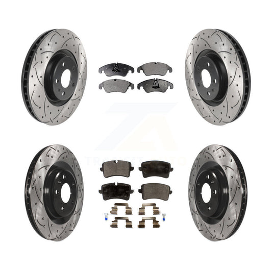 [Avant + Arrière] Kit de disque (percé rainuré revêtu) et plaquette (semi-métallique) de frein pour 2014 Audi A6 avec 356mm Diameter Rotor KDF-100849