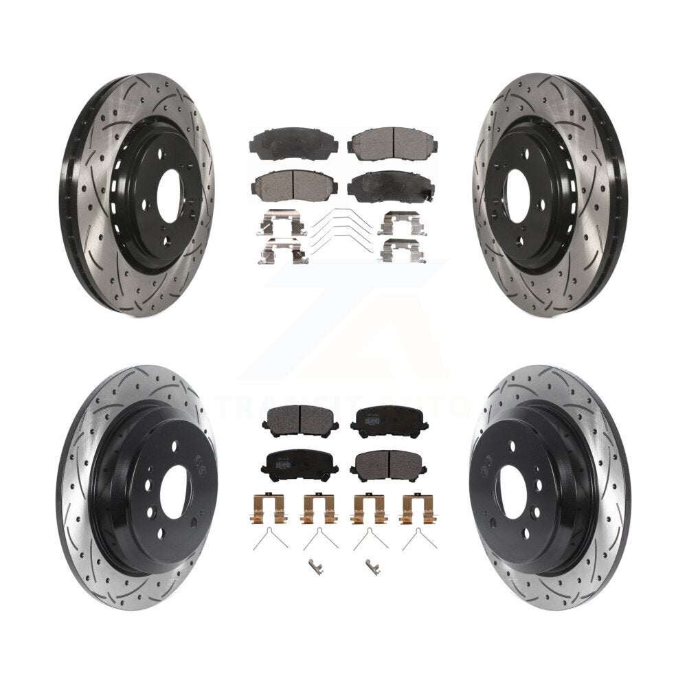 [Avant + Arrière] Kit de disque (percé rainuré revêtu) et plaquette (semi-métallique) de frein pour 2019-2022 Honda Passport KDF-100857